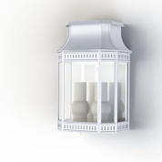 настенное бра белого цвета с декоративным корпусом и прозрачным стеклом