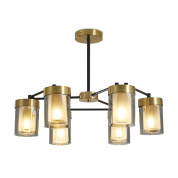 подвесной светильник с цилиндрическими плафонами на латунной раме