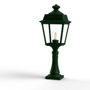 садовый светильник-столбик с фонарным плафоном зелёного оттенка