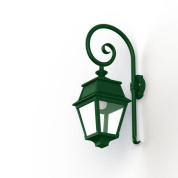 настенное уличное бра с прозрачными стёклами и зелёной арматурой