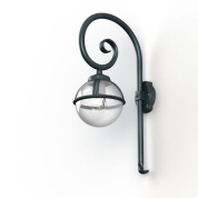 настенное бра с дымчатым плафоном на тёмно-зелёном кронштейне