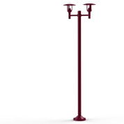 фонарный столб бордового цвета с тремя плафонами