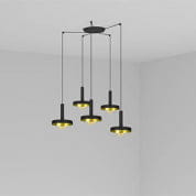 20160-5L WHIZZ BLACK/SATIN GOLD PENDANT LAMP E27 60W 5L подвесной светильник Faro barcelona