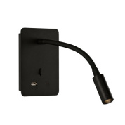 настенное бра с гибким ридером и USB-зарядкой чёрное