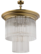 девятиламповый потолочный светильник с многоярусными рифлёными стеклянными секциями