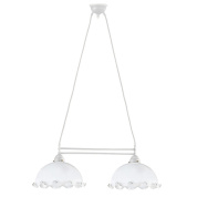 люстра на штанге с двумя плафонами золотистого цвета