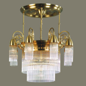 многоламповая люстра с цилиндрическими стеклянными плафонами на бронзовом основании