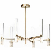 подвесная люстра с вертикальными стеклянными плафонами на круговой раме