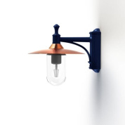 настенный светильник с медным отражателем и синим корпусом