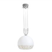 подвесной светильник шаровый, белый с золотым декором