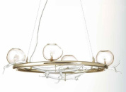 подвесная люстра кольцевой формы со стеклянными шарами на металлическом каркасе
