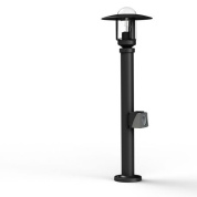 садовый фонарь черного цвета с прозрачным куполом и розеткой