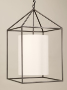 подвесной фонарь из бронзы с прозрачными панелями и внутренним абажуром