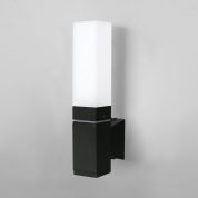 одноламповый уличный настенный светильник с прямоугольным основанием и высоким матовым рассеивателем