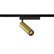 однофазный трековый светильник золотистого оттенка с цилиндрическим корпусом