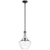 Everly 15.25" 1 Light Bell Pendant Clear Glass Olde Bronze подвесной светильник 42141OZCLR Kichler