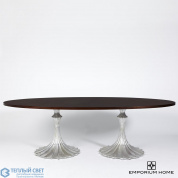 Flute Table 96 Walnut Top w/26 Silver Leaf Base Global Views стол