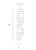 подвесная люстра с вертикальной модульной композицией из каркасных элементов