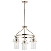 Everett 22.5" 3 Light Round Chandelier with Clear Glass Polished Nickel люстра 52377PN Kichler