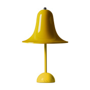 прикроватный светильник с глянцевым абажуром в форме колокола желтого цвета