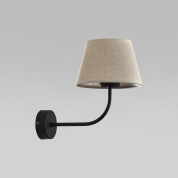 настенное бра с текстильным абажуром на изогнутом кронштейне