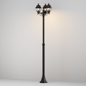 садово-парковый фонарь черного цвета с двумя плафонами