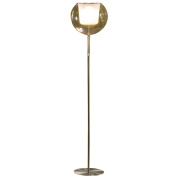 напольный торшер с полусферическим абажуром цвета шампань на высокой стойке