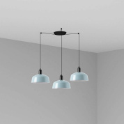 подвесной светильник серо-голубой глянцевый 3 плафона