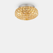 потолочный светильник с золотыми кристаллами и округлым корпусом