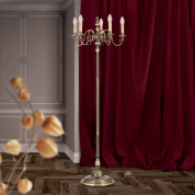 классический торшер с пятью свечевидными плафонами в патинированной отделке