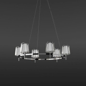 подвесная люстра с круглой композицией и цилиндрическими стеклянными плафонами