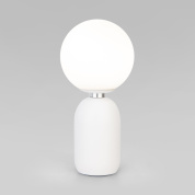 настольная лампа с шарообразным матовым стеклянным плафоном на цилиндрическом основании