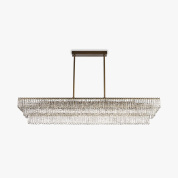 прямоугольная подвесная люстра с плотными рядами стеклянных элементов