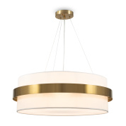 подвесной светильник с цилиндрическим плафоном и декоративной латунной окантовкой