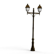 уличный фонарный столб с двумя плафонами и бронзовой патинированной отделкой