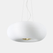 пятиламповая подвесная люстра с цилиндрическими белыми плафонами