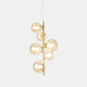 подвесной светильник с янтарными стеклянными шарами и латунной арматурой