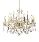 классическая хрустальная люстра с множеством рожков и каплевидных подвесок