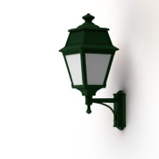 настенное уличное бра с зелёным корпусом и прозрачным плафоном