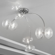 261.308.02 Metal Lux Dolce PL 8L люстра с восемью лампами и стеклянными эллиптическими плафонами белый; золото