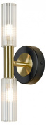 настенное бра цилиндрической формы с двумя стеклянными плафонами и бронзовыми акцентами