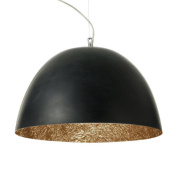 подвесная люстра с купольным чёрным плафоном и золотистой внутренней отделкой