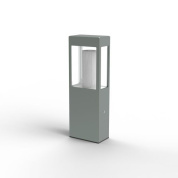 садовый столбик с серо-зелёным корпусом и матовым плафоном