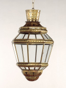 подвесной фонарь восьмигранной формы из латуни с прозрачными стеклянными вставками