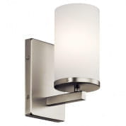 Crosby 9.25" 1 Light Wall Sconce with Satin Etched Cased Opal Brushed Nickel настенный светильник 45495NI Kichler