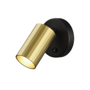бра с регулируемым спотом, корпус чёрный с золотистой насадкой, степень защиты IP20