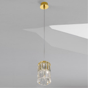 подвесной светильник цилиндрический золотой с подвесками