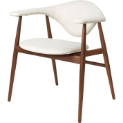 обеденный стул с деревянным каркасом и сиденьем из ткани цвета орех