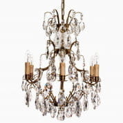 6 Arm Electric Candle Crystal Chandelier in Amber Coloured Brass люстра Gustavian 405803702