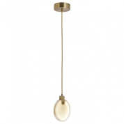 подвесной светильник с овальным стеклянным плафоном на латунном подвесе